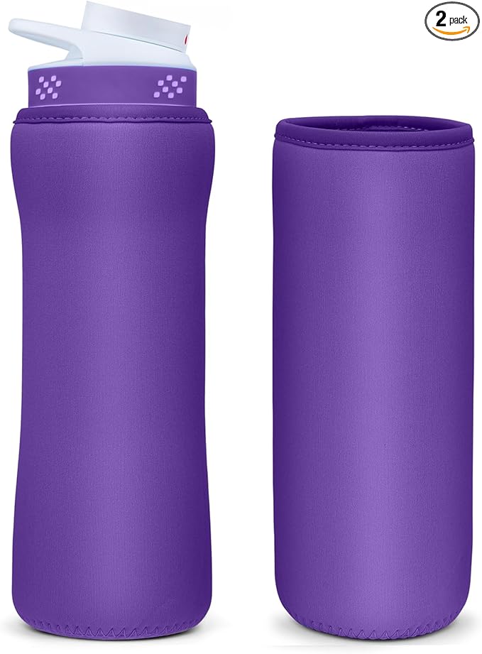 Water Bottle Sleeve Compatible with Cir-kul Water Bottle - 2 Pcs Sleeve Compatible with Cir-kul Plastic 22oz & Stainless Steel Bottle - Insulated Cover for Retaining Temperature, Purple