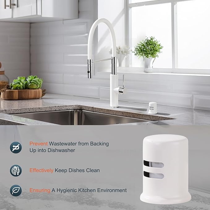 Dishwasher Air Gap Cover, Dishwasher Air Gap Cap for Kitchen Sink, Solid Brass Dishwasher Overflow Vent Cap Replacement Kit, Biscuit White