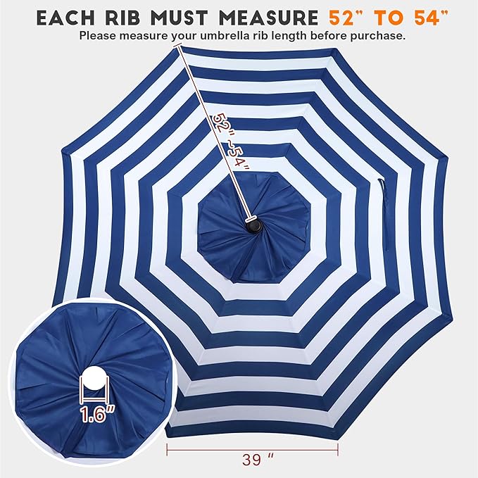 Blissun 9ft Patio Umbrella Replacement Canopy, Market Umbrella Top, Outdoor Table Umbrella Canopy for 8 Ribs, Canopy Only