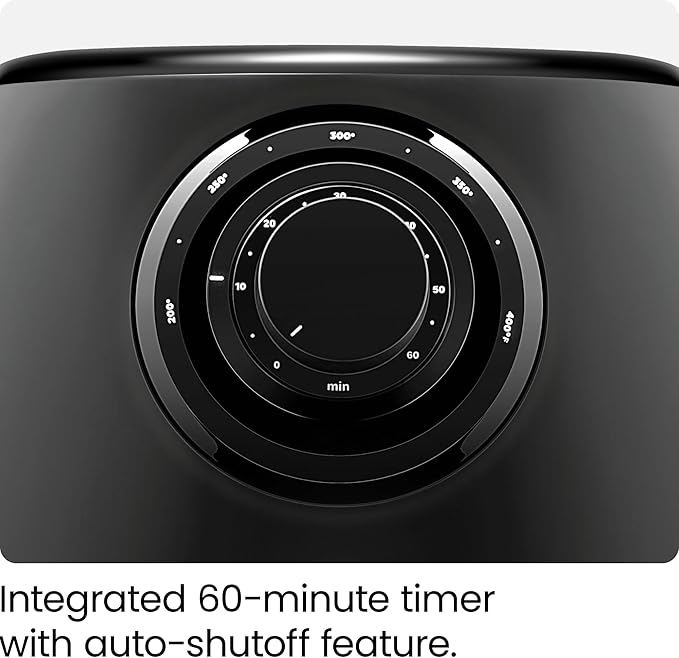 CHEFMAN Small Air Fryer Healthy Cooking, 3.6 Qt, Nonstick, User Friendly and Dual Control Temperature, w/ 60 Minute Timer & Auto Shutoff, Dishwasher Safe Basket, Matte Black, Cookbook Included