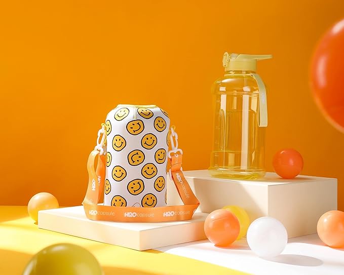 H2O Capsule 2.2L Half Gallon Water Bottle with Storage Sleeve and Covered Straw Lid – BPA Free Large Reusable Drink Container with Handle - Big Sports Jug, 2.2 Liter (74 Ounce)