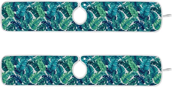 Kitchen Faucet Absorbent Mat,Turquoise Green Palm Leaves Water Splash Guard for Sink, Faucet Drip Catcher Thicken Sponge Microfiber Faucet Water Catcher Mat Sink Absorbent Mat for Kitchen 23x5in 2Pack