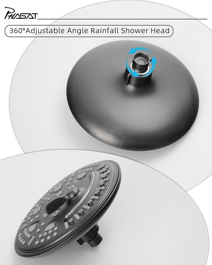 PHASAT 2 Handle Tub Shower Faucet,Bathtub Faucet Set with Tub Spout,Tub and Shower Trim Kit with Rough-in Valve,Matte Black,PU4H09