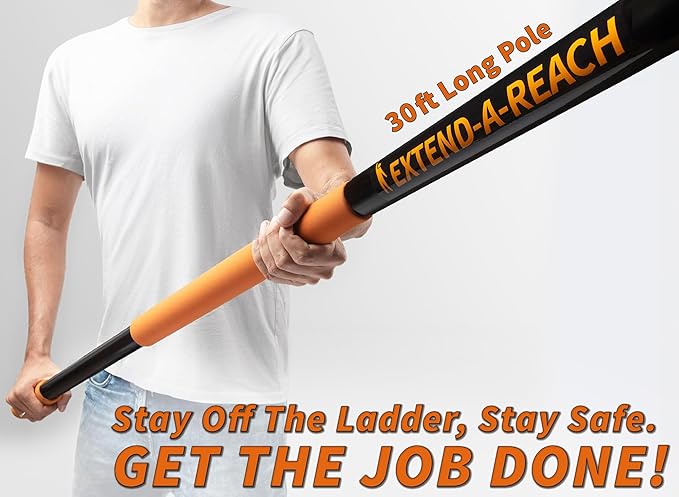 5-30 ft Long Telescopic Extension Pole // Multi-purpose Extendable Pole with Universal Twist-on Metal Tip // Lightweight and Sturdy // Best Telescoping Pole for Painting, Dusting and Window Cleaning