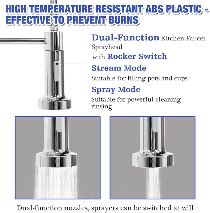 Chrome Kitchen Faucet with Pull Down Sprayer Kitchen Sink Faucet for Rv Camper Trailer,Apartment,Modern High Arc Single Handle Kitchen Faucets Grifos De Cocina Polished Chrome Kitchen Faucet