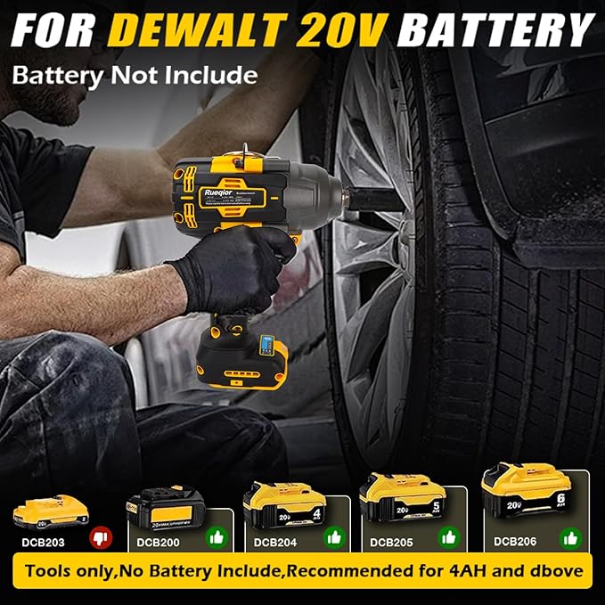 Cordless Impact Wrench 1/2" for DeWalt 20V MAX Battery, Impact Wrench 1000FT-LBS(1360N.m) High Torque Brushless Electric Impact, with 4 Modes Power Impact Driver for Car, Truck, Mower (No Battery)