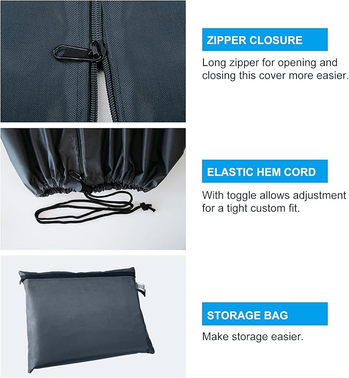 OKPOW Patio Umbrella Cover for 9ft to 12ft Outdoor Umbrellas - 420D Waterproof Garden Market Umbrella Cover Outside Parasol Covers with Zipper for Deck Pool Beach Umbrellas, Dark Grey