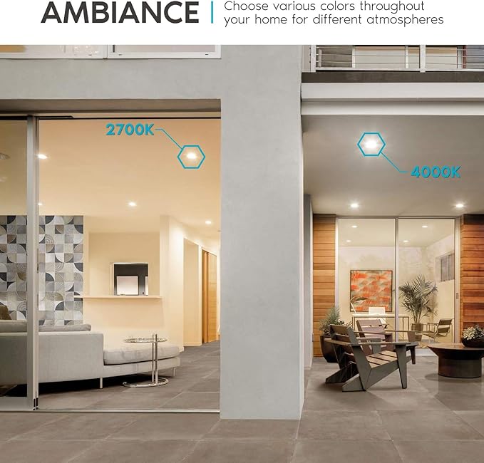 LUXRITE 6 Inch Ultra Thin Square LED Recessed Lighting, 5 Color Temperature Options 2700K - 5000K, Dimmable LED Downlight, 12W, IC & Wet Rated, 1000 Lumens, Canless LED Recessed Light, ETL (4 Pack)