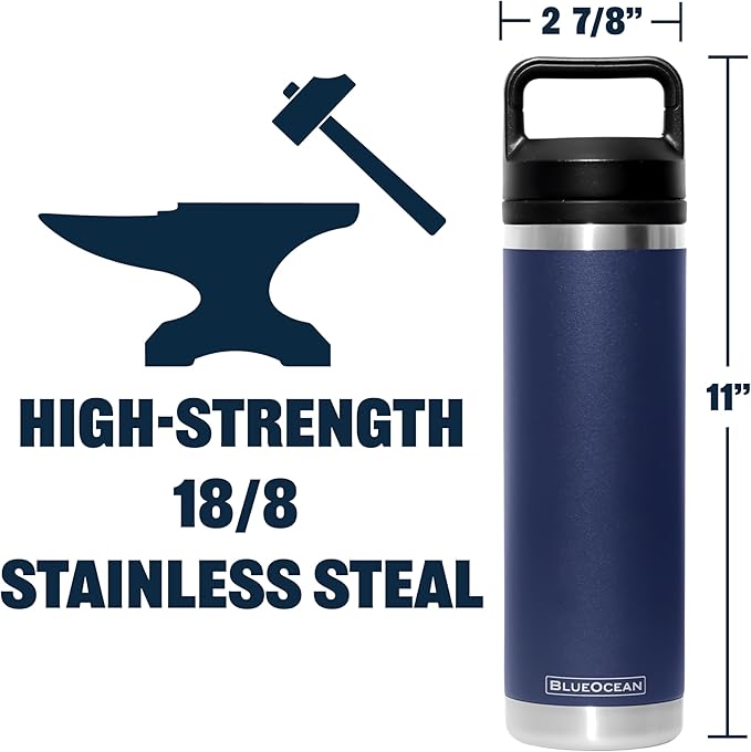 Classic 20 oz Water Bottle, Insulated Stainless Steel With Pro-Tough Lid | Perfect Insulated Water Bottle And Tumbler As Travel Water Bottle, Bike Water Bottle, Or Gym Water Bottle (Navy)