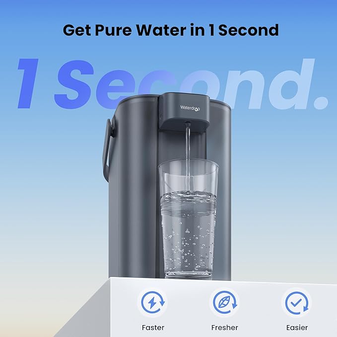 Waterdrop Electric Water Filter Pitcher, Dispenser, 200-Gallon Water Purifier, NSF/ANSI 401&53&42&372, Reduce PFAS, Lead, Chlorine, 15-Cup, Blue, with 1 Filter, 𝐃𝐨𝐞𝐬 𝐧𝐨𝐭 𝐋𝐨𝐰𝐞𝐫 𝐓𝐃𝐒