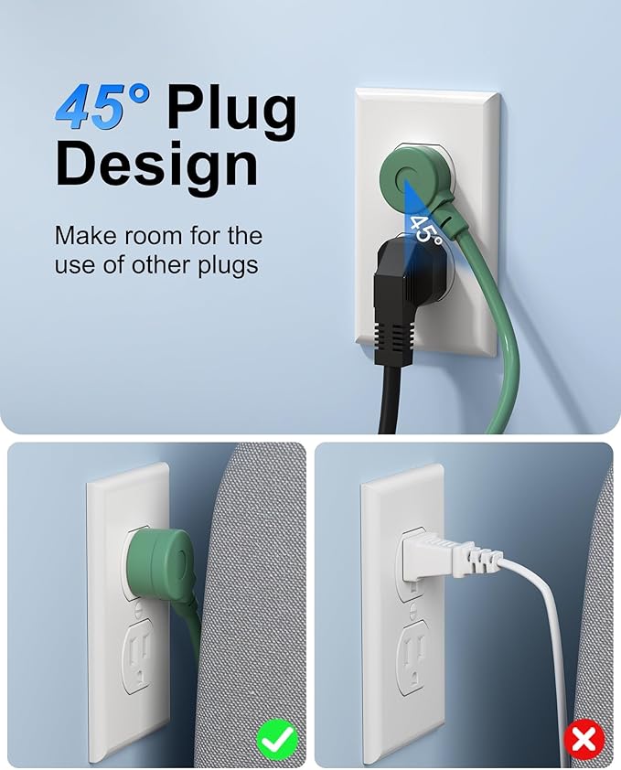 Power Strip with USB C - 40W Charging Station with 2 Outlets 3 USB C & 2 USB A - Charger for Multiple Devices, 5Ft Flat Plug Extension Cord for Travel Cruise Ship Office Dorm (Green)