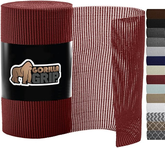 Gorilla Grip powerGRIP Drawer Shelf and Cabinet Liner, Thick Strong Hold, Non-Adhesive Liners Protect Kitchen Cabinets and Cupboard, Bathroom Drawers, Easy Install, Breathable Mat, 20" x10', Red