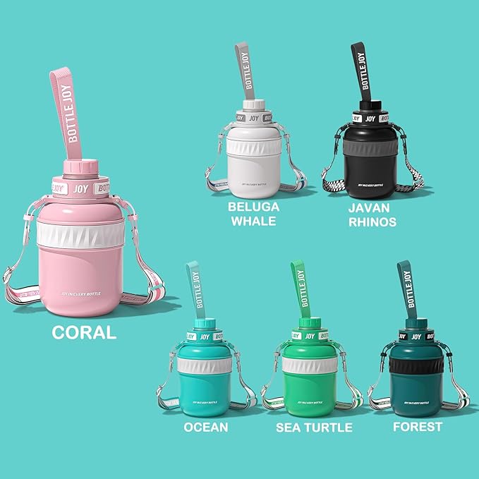 Stainless-Steel Water Bottle: Leakproof Lid, Perfect Sip, Double Insulated, Eco-Friendly, Dishwasher Safe & Stylish Strap (Coral, 32 oz)