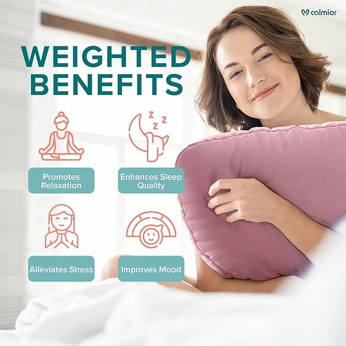 Calmier - 9 lb Sensory Weighted Pillow - Glass Bead Filled Hug Pillow - Ultra Plush Cozy Weighted Pillows for Adults and Kids - Child Sensory Pillow - Weighted Lap Pad (Pink - Minky, 9 LBS)