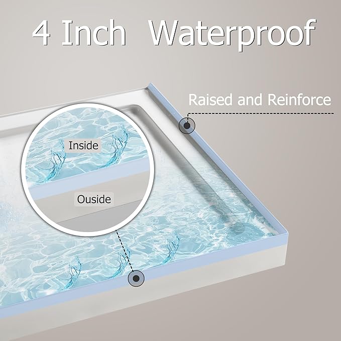 MORVANO 32 x 60 Shower Base with Single Threshold Rectangular Left Drain Location Shower Base in Glossy White,Acrylic Shower Pan With Black Stainess Steel Cover