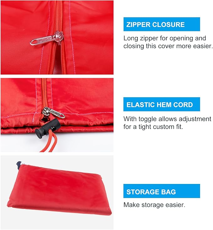 OKPOW Patio Umbrella Cover for 9ft to 12ft Outdoor Umbrellas - 420D Waterproof Garden Market Umbrella Cover Outside Parasol Covers with Zipper for Deck Pool Beach Umbrellas, Red