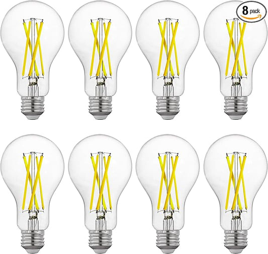 FLSNT 100W Equivalent LED Edison Bulbs, 5000K Daylight, 12W Dimmable A21 LED Light Bulbs, 1600LM, CRI90, E26 Base, 8 Pack