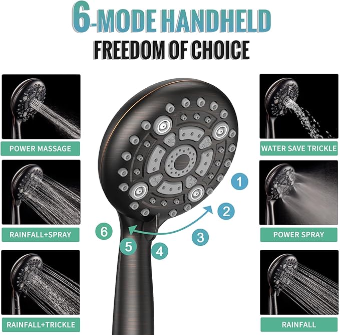 SR SUN RISE Shower Faucet Set - 10 Inch Rain Shower Head with Handheld Spray & Adjustable Slide Bar - Bathroom Shower System Wall Mounted (Valve and Trim Kit Included) - Oil Rubbed Bronze