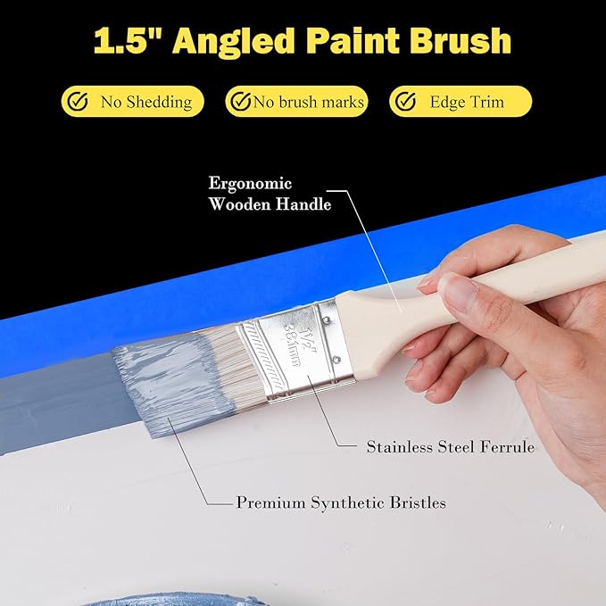 Mister Rui 17-Piece Paint Roller Kit with Non-Slip Tray, Microfiber Roller Covers, Brushes for DIY & Professional Painting Projects, Complete Set for Home Improvement