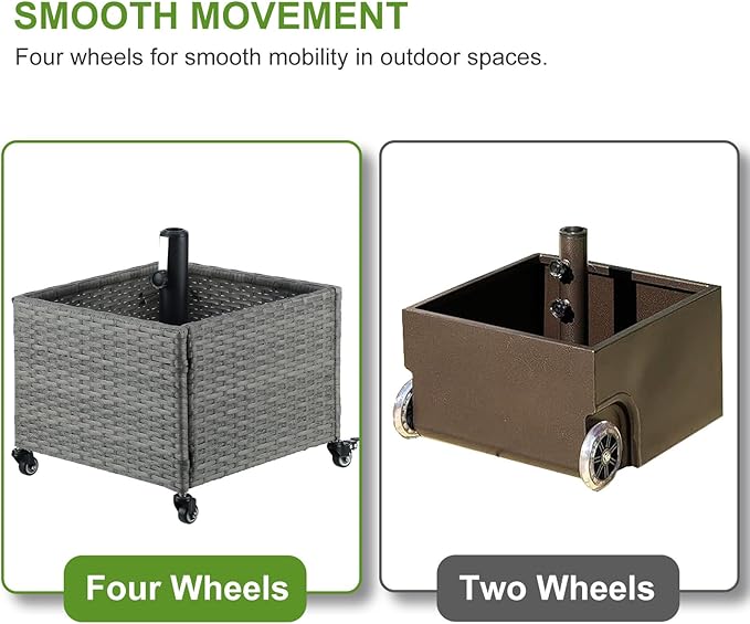 LEWIS&WAYNE Outdoor Umbrella Base with Fillable Planter Box Heavy Duty Patio Umbrella Stand with 4 Wheels Rolling Umbrella Holder for Outdoor Patio Deck Garden