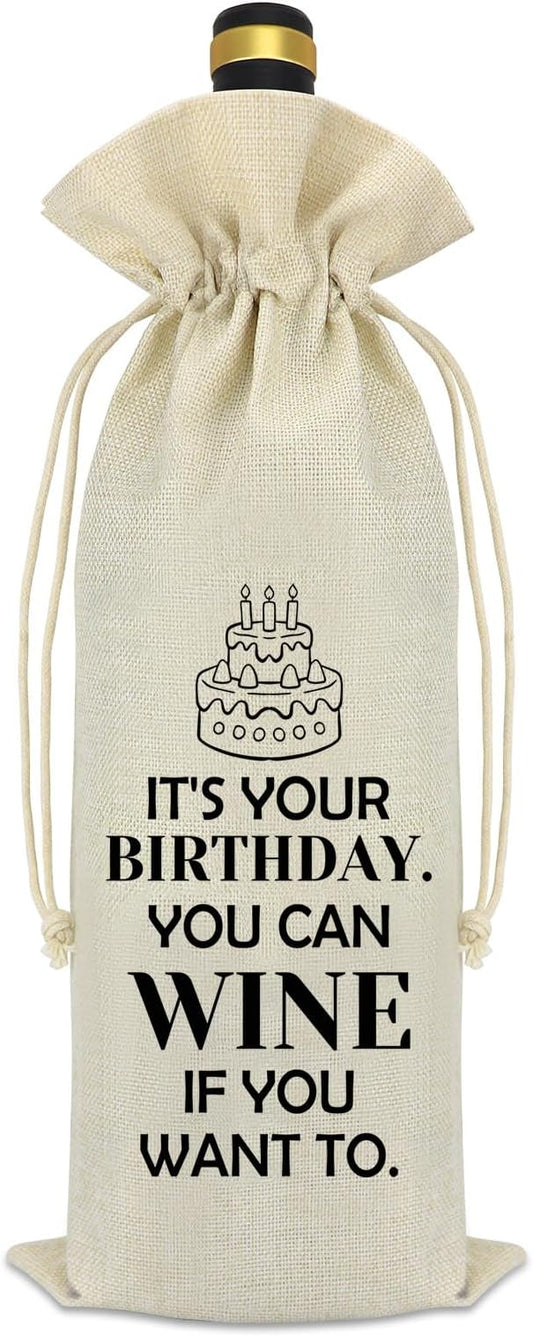 Funny Birthday Wine Bag Birthday Gift for Women Men Best Friend Birthday Gift Party Decorations Drawstring Burlap Wine Bottle Bag 21st 25th 30th 40th 50th 60th Birthday Gifts for Boss Coworker Mom Dad