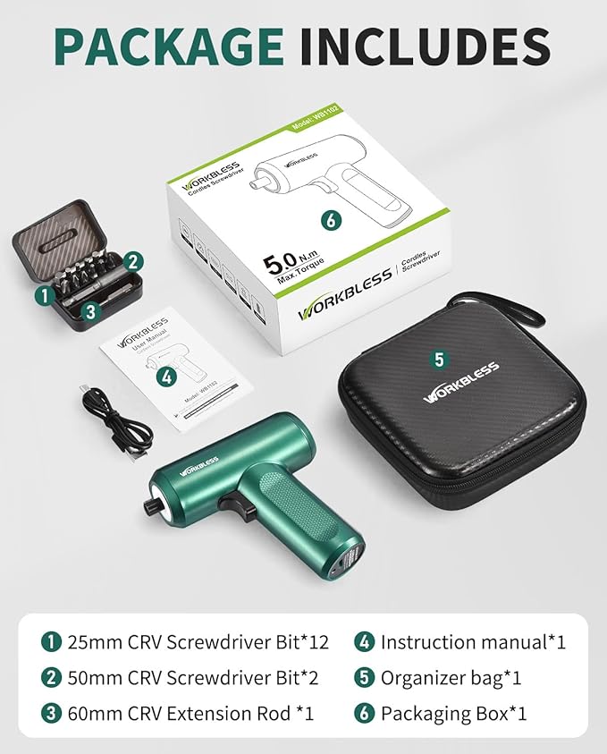 Cordless Screwdriver, 3.7V Electric Screwdriver with LCD Touchscreen Display, 8 Torque Settings, Includes 15Pcs Bits with Carry Bag, USB Cable, Tool Kit for Home DIY Projects