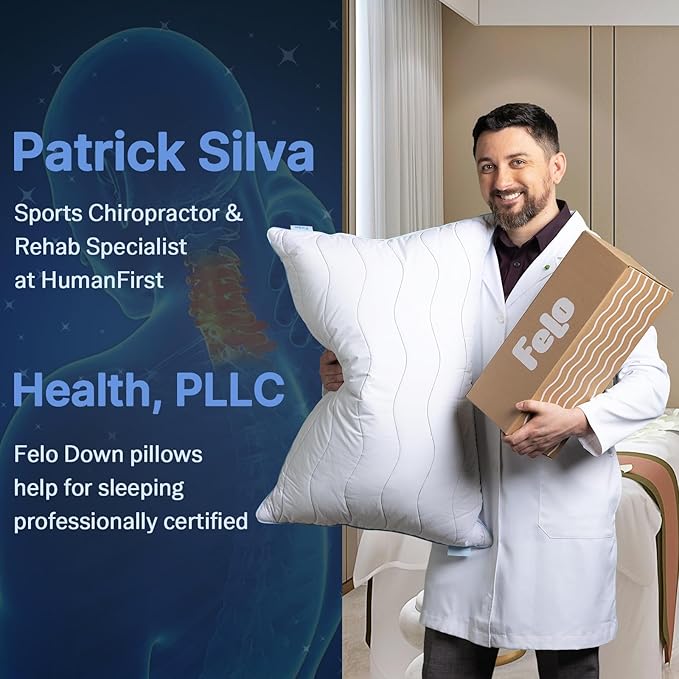 felo Feather Down Pillow Queen Size, CloudFusion Goose Down Pillow for Sleeping, Hotel Collection Bed Pillow for Side Back Pain Sleepers (20" x 30")