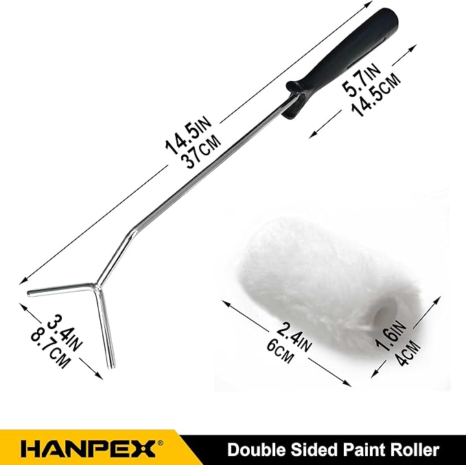 Small Double Paint Roller, Roller Brush, House Painting Supplies Covers, Paint Rollers Naps, Roller Frame and Paint Roller Kit for Stair Balusters, Fences, Pipes, Tube, etc.