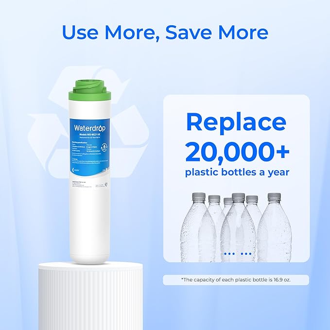 Waterdrop FQK2J Under Sink Water Filter, Replacement for GE FQK2J, FQK1K, 1350 Gallons Dual Flow Drinking Water Replacement Filters (4 Count)