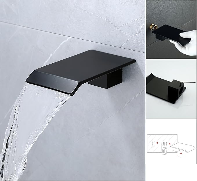 JOYWELL Bathtub Shower System Matte Black with 8 Inch Shower Head and Handheld Shower Tub Faucet Combo