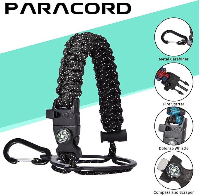 Insulated Water Bottle - 32oz 40oz 64oz Water Bottles with Straw & Spout Lids, Carrier Bag, Paracord Handle and Flask Boot, Reusable Stainless Steel Water Bottle, Metal Canteen Mug for Work Sports