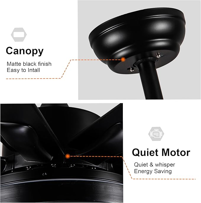 NicBex Ceiling Fan 72 Inch Indoor Modern Ceiling Fans with Integrated LED Light and Remote Control Metal Ceiling Fan with 8 Wood Blades for Living Room, Bedroom, Matte Black