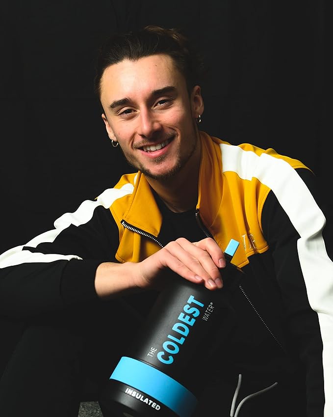 Coldest Sports Water Bottle - 64 oz(Straw Lid), Leak Proof, Vacuum Insulated Stainless Steel, Hot Cold, Double Walled, Thermo Mug, Metal Canteen (64 oz, Black Leopard)