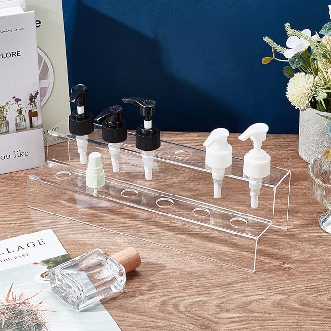 NBEADS 12-Slot 2 Tier Wine Bottle Stopper Display, Clear Acrylic Wine Stopper Holder 30.4x10x8.2cm/11.96x3.9x3.2inch Wine Stopper Display Stand Rack for Countertop, Inner Diameter: 0.75inch