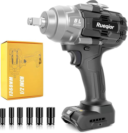 Cordless Impact Wrench 1/2" for DeWalt 20V MAX Battery, Impact Wrench 1000FT-LBS(1360N.m) High Torque Brushless Electric Impact, with 4 Modes Power Impact Driver for Car, Truck, Mower (No Battery)