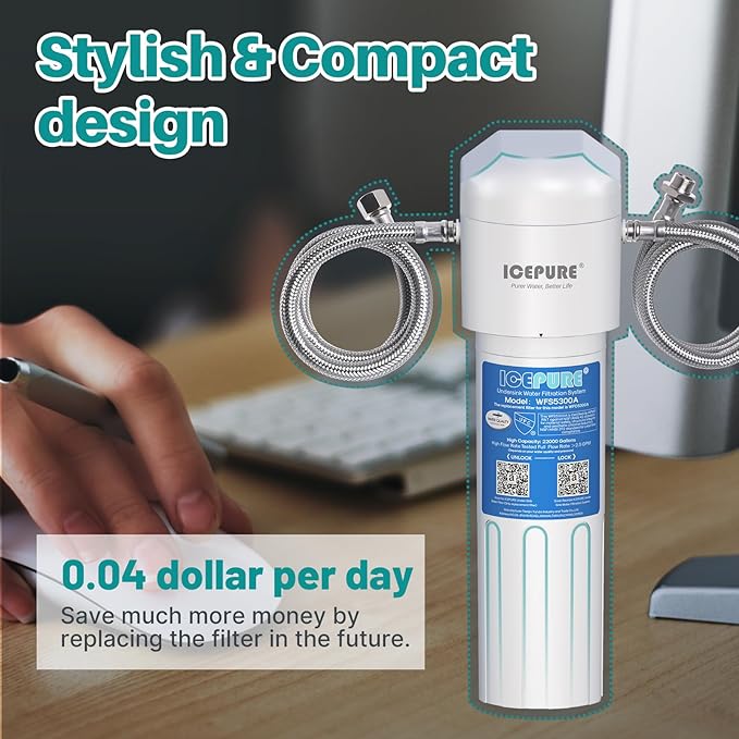 ICEPURE Under Sink Water Filter System, 3 Years or 22000 Gallons Ultra High Life NSF/ANSI 42 Certified, Removes Heavy Metals,Chlorine,Direct Connect Under Counter Drinking Water System, USA Tech