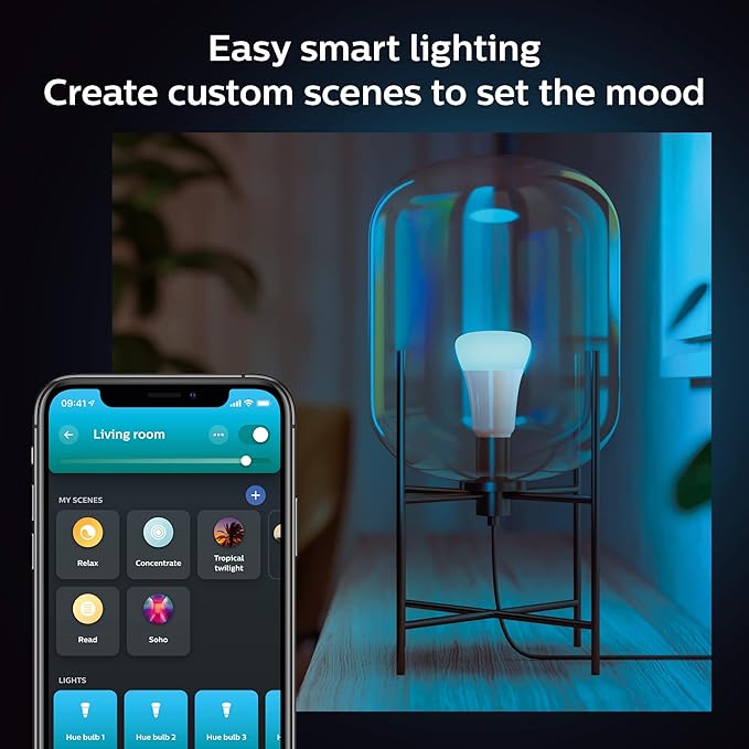Philips Hue Smart Dimmer Switch with Remote + Philips Hue White and Color Ambiance A19 60W Smart Bulbs