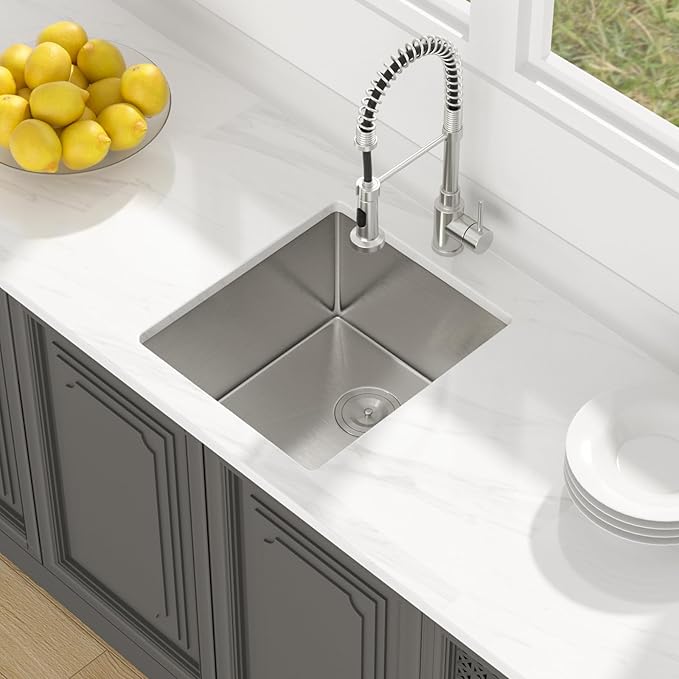 Lordear 17 Undermount Bar Sink 17x19 Inch Small Kitchen Sinks Single Bowl 16 Gauge Stainless Steel Wet Bar Prep RV Camper Mobile Home Handmade Bar Sink Basin