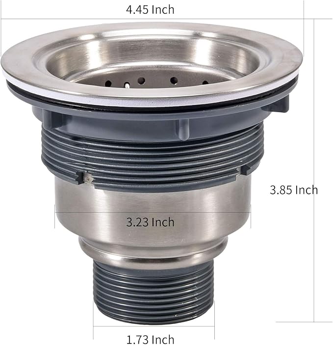 3-1/2 Inch Sink Drain Assembly Kit, Removable Deep Sink Strainer Basket with Sink Stopper/Sealing Lid for Home, Kitchen, Stainless Steel