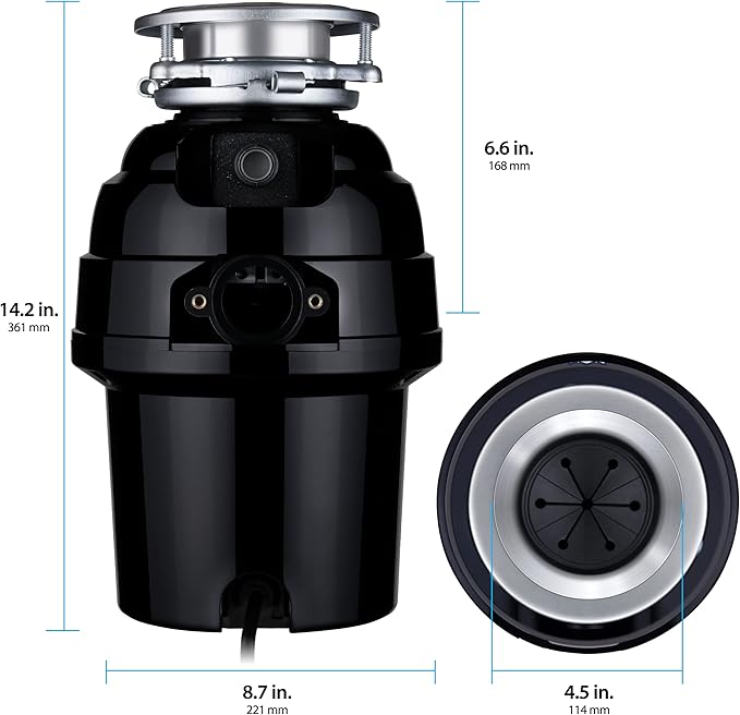 TITAN 10-US-TN-GAR-3B Torque Garbage Disposal System with Stainless Steel Impellers & Griding Components, Black (3/4 HP | Deluxe)