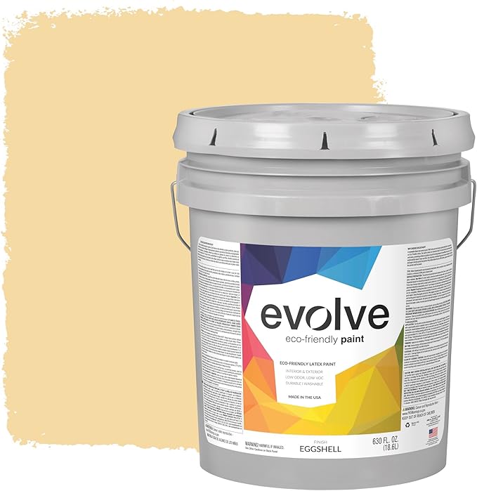 EVOLVE Paint & Primer: Environment-friendly, Low Sheen with One-coat Coverage for Interior & Exterior surfaces (Honey Yellow, 5-Gallon)