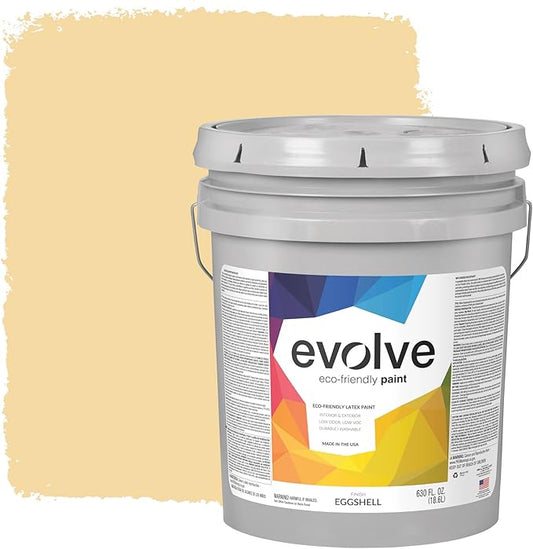 EVOLVE Paint & Primer: Environment-friendly, Low Sheen with One-coat Coverage for Interior & Exterior surfaces (Honey Yellow, 5-Gallon)