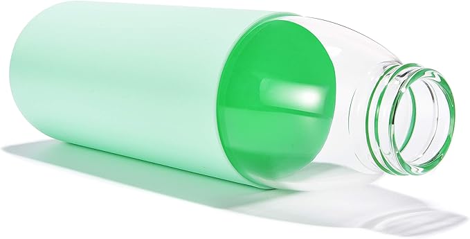 veegoal Glass Water Bottles 18 Oz Borosilicate with Bamboo Lid, BPA-FREE, Non-Slip Silicone Sleeve, and Stainless Steel Leak Proof Lid - Glass Water Bottle for Men and Women