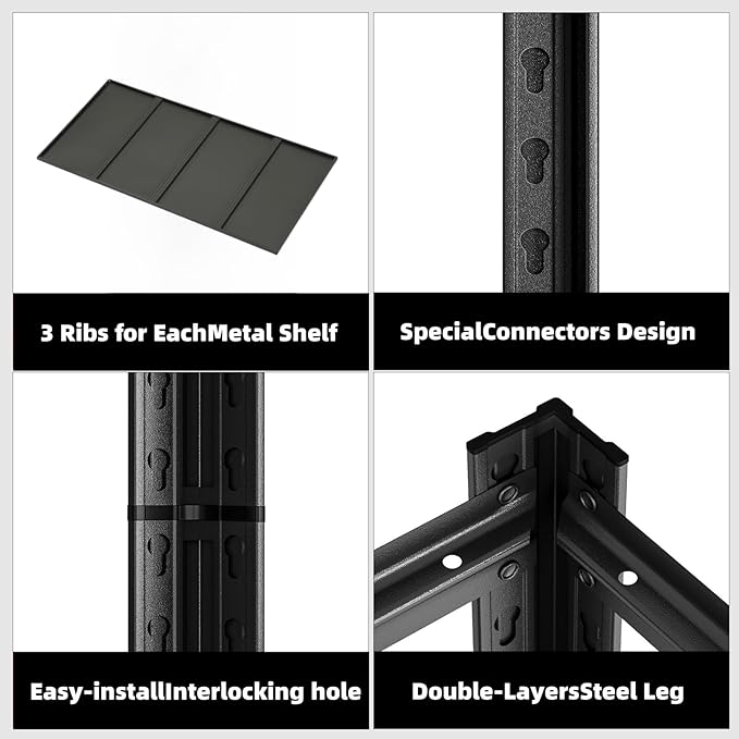 5-Tier 35" W x 15.8" D x 72" H Garage Shelving 3000LBS Storage Shelves Heavy Duty Metal Shelf Unit Adjustable Basement Industrial Storage Racks