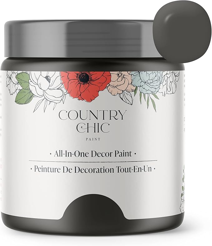 Country Chic All-in-One Chalk Paint for Furniture, Cabinets, Home Decor, Eco-Friendly, Matte Finish, Built-In Primer & Top Coat for Wood, Metal - Dark Roast (Dark Brown) - Pint 16 oz (475 ml)