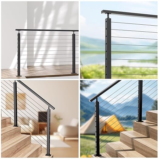 [Patent] Gyykzz 21Pack Black Swageless Invisible Cable Railing Kit, T316 Stainless Steel Reusable Fitting for 1/8" Cable, Screw-Locking Hardware No Crimping Required, Fit for 2"x2" Metal Railing Post