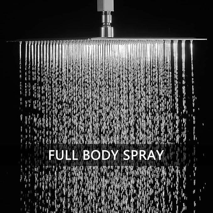 Brushed Nickel Shower System Bathroom 16 Inch Rain Shower Head Ceiling Mount with Handheld Luxury High Pressure Shower Combo Set Shower Faucet Rough-in Valve Body and Trim Included