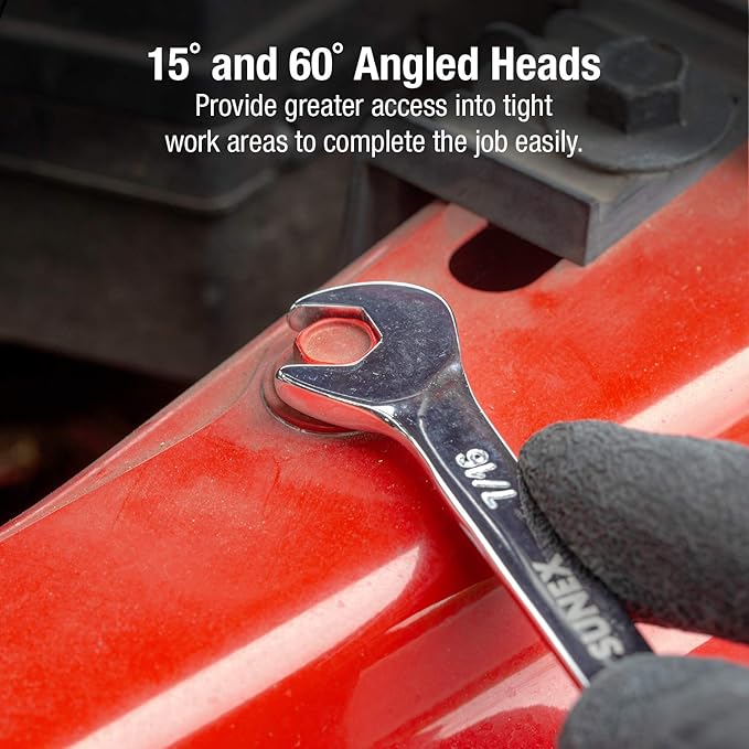 Sunex 9914A 14 Piece Angle Head SAE Wrench Set (FULL POLISH) CRV