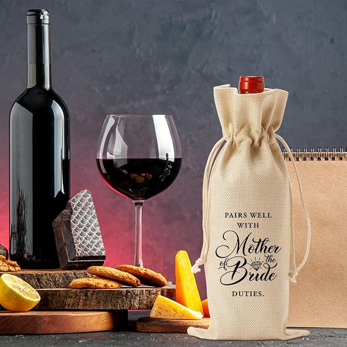 Gifts for Mother Of The Bride Wine Bag, Mother Of The Bride Wine Gift Bag, Pairs Well With Mother Of The Bride Duties Wine Bag, Gift Ideas Wine Bag for Bride Mother Mother-in-law