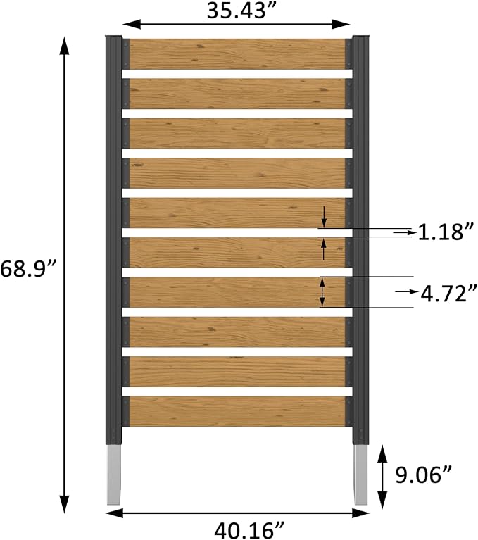 40” W x 60” H Wood Air Conditioner Fence for Soft Ground & Hard Ground, Single Garden Fence, Privacy Screen Panel with Aluminum Stakes, Trash Can Pool Equipment Enclosure, Natural